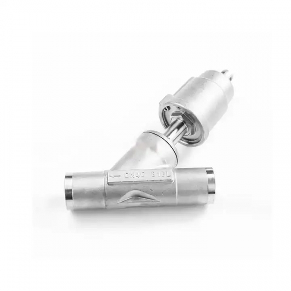 2-way Y-pattern Normally Closed 304 Stainless Steel Pneumatic Welding Angle Seat Valve 16bar For Gas