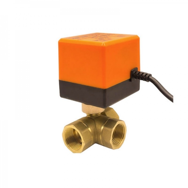 3 Way Motorized Ball Valve 220V 12V 24V 3-Wire 2 Point Control Brass Electric Ball Valve