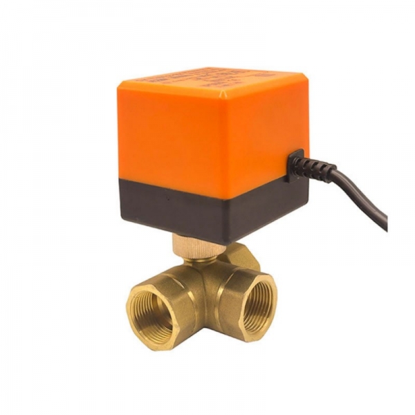 3 Way Motorized Ball Valve 220V 12V 24V 3-Wire 2 Point Control Brass Electric Ball Valve