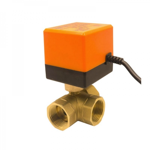 3 Way Motorized Ball Valve 220V 12V 24V 3-Wire 2 Point Control Brass Electric Ball Valve