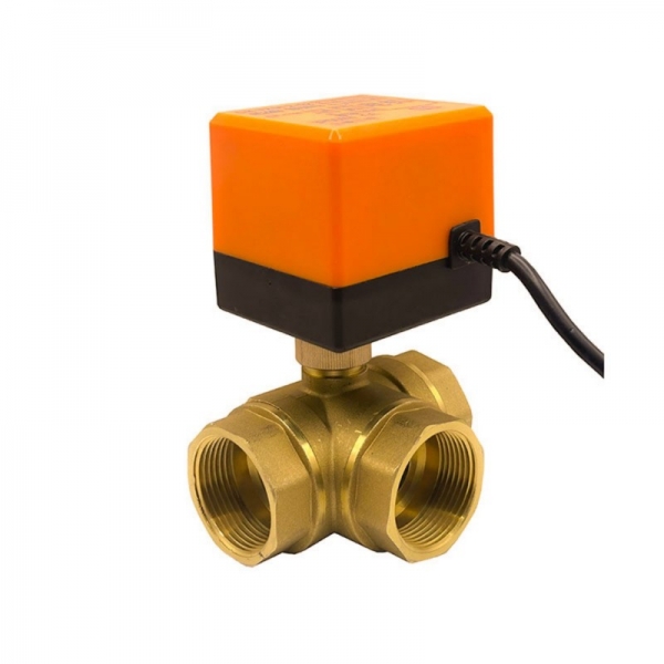 3 Way Motorized Ball Valve 220V 12V 24V 3-Wire 2 Point Control Brass Electric Ball Valve